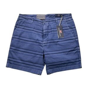 Vineyard Vines Mens 7" Island Shorts Size 34 Blue Striped Cotton Stretch NWT